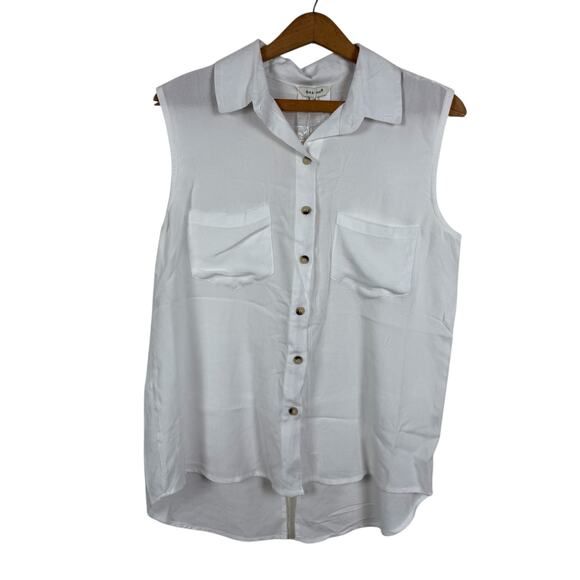 Sim & Sam Womens Sleeveless Top Size Medium Button Down Beach Vacation Travel - Picture 1 of 6